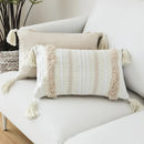 Ivory Tassel Cushion Cover - Moroccan Style Tuft - Ljojo Brand