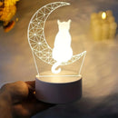 Ljojo Modern 3D Moon Cat Night Light for Home Bedroom Decor Ramadan Decoration