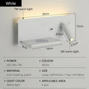 Ljojo USB Wall Lamp with Wireless Charger and Switch, LED Reading Night Light