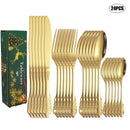 Ljojo 24pcs High-End Stainless Steel Tableware Set for Home, Hotel, Party, Christmas Gift
