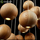 Ljojo Medieval Bauhaus Wooden Bubbles LED Pendant Lights Chandelier for Home Decoration