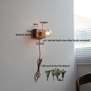 Ljojo LED Wall Lamp Pull Chain Switch Wood Stair Lighting Mirror Light