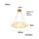 LED Alabaster Round Living Room Chandelier - Natural White Marble Hanging - Ljojo