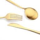 Ljojo Matte Stainless Steel Dinner Fork Set - 6Pcs Gold Silverware Flatware