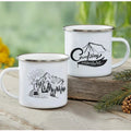 Enamel Mountain Mug with Handle by Ljojo. Best Camping Gift for Outdoor Lovers