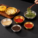 Ljojo 304 Stainless Steel Seasoning Dish Set - Round Golden Barbecue Saucer Plates
