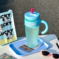 Ljojo 1100ML Large Capacity Straw Cup - Portable Leak-proof Water Bottle with Handle