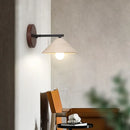 Ljojo LED Travertine Wall Light with Wood Pull Chain Switch and Iron Mirror Light