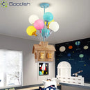 Ljojo Wooden House Balloon LED Ceiling Lights Chandelier for Living Room Decoration