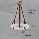 LED Alabaster Resin Ring Leather Belt Chandelier - Modern European Ljojo Lighting for Living Dining Room
