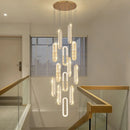Ljojo Luxury Crystal LED Chandelier for Living Room Staircase, Gold Hanging Lamps