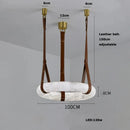 LED Alabaster Resin Ring Leather Belt Chandelier - Modern European Ljojo Lighting for Living Dining Room