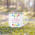 Enamel French Printed Coffee Cup with Handle - Best Thanks Gift for Atsem by Ljojo