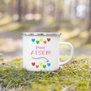 Enamel French Printed Coffee Cup with Handle - Best Thanks Gift for Atsem by Ljojo