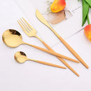 Ljojo 24Pcs Colorful Stainless Steel Gold Flatware Cutlery Set Western Kitchen Tableware