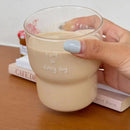 Ljojo 12oz Cute Ins Style Glass Coffee Cup with Red Pink Knot Print