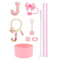 Ljojo 10-Piece Tumbler Accessories Set: Straw, Cover, Cap, Boot, Spill Proof Stopper, Letter Keychain, Charm, Sticker
