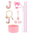 Ljojo 10-Piece Tumbler Accessories Set: Straw, Cover, Cap, Boot, Spill Proof Stopper, Letter Keychain, Charm, Sticker