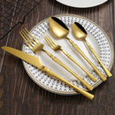 Ljojo 30-Piece Stainless Steel Tableware Set with Golden Waist Design