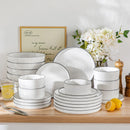 Ljojo 12/16/18/24 Piece Black Rim Dinnerware Sets with Standing Edge
