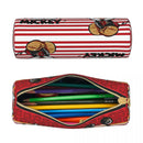 Ljojo Mickey Mouse Minnie Leather Pencil Case for Students - Big Capacity Zipper Pen Holder