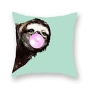 Floral Animal Painting Pillowcase Pink Cat Dog Llama Sofa Cushion Cover Home Decor
