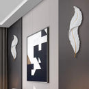 Ljojo LED Wall Sconce Modern Resin TV Background Light for Home Bedroom - White Feather