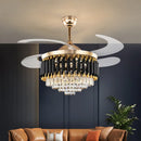 42 inch Dimmable LED Crystal Ceiling Fan Light Modern Retractable Fandelier for Bedroom by Ljojo