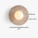 Ljojo LED Wall Light White Glass Wood Yellow Travertine Japan Style