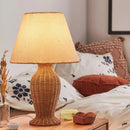 Retro LED Wicker Ratten Floor Lamp - Small Hammer Cap Shape Chandelier for Home Decoration by Ljojo