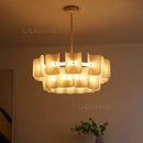Large White Minimalist Chandelier Acrylic Hanging Lamp for Dining Room by Ljojo