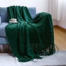 Cozy Knit Throw Blanket with Tassel, Black Lightweight Decorative Blanket for Couch and Bed by Ljojo