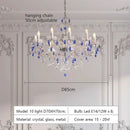 Ljojo French Blue Romantic Crystal Chandeliers - Luxury Glass Living Room Lighting