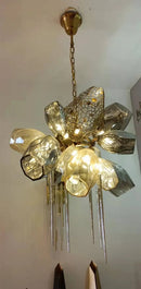 Ljojo Luxury Villa Glass Shades LED G9 Chandelier Living Room Stairs Art Metal Chandelier