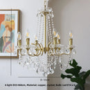 French Luxury Copper Candle Led E14 Chandelier | Elegant Crystal Pendant Lights - Ljojo