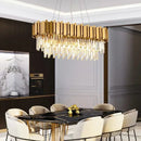 Ljojo Luxury Crystal LED Chandelier, Art Deco Gold Design for Dining Room