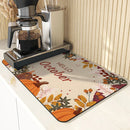 Autumn Harvest Maple Leaves Kitchen Drying Mat by Ljojo