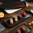 Ljojo 12" Ceramic Sushi BBQ Plate - Rectangular Tray for Desserts, Noodles.