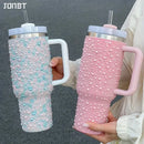 Ljojo 40oz Diamond Thermos Cup Stainless Steel Vacuum Flask Insulated Thermal Water Bottle