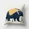 Ljojo Minimalist Spring Tree Landscape Pillow Cover - Bear Penguin Cartoon Animal Pillowcase
