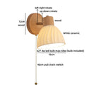 Ljojo LED Wall Light Fixture Ceramic Wood Interior Lighting Bedside Lamp