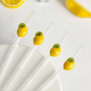 Ljojo Lemon Glass Straws: 5Pcs Reusable Decorative Drinkware for Smoothies & Cocktails
