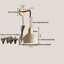 Ljojo LED Pull Chain Wall Sconce Cement Shade Wood Stair Light