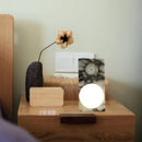 Ljojo Marble White Desk Lamp with Glass Ball Accent, Ideal for Bedroom, Foyer, Hotel