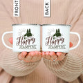 Enamel Mountain Mug with Handle by Ljojo. Best Camping Gift for Outdoor Lovers