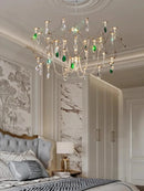 French Luxury Green Crystal Chandelier | Romantic LED Pendant Light by Ljojo