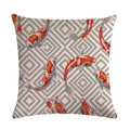 Ljojo Lotus Carp Print Cushion Cover for Home Decor on Mahogany Chair