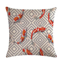 Ljojo Lotus Carp Print Cushion Cover for Home Decor on Mahogany Chair