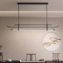 Ljojo New Chinese Style Minimalist Tea Table with Long Pendant Lights & Bar Counter
