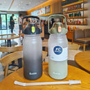 Ljojo 2L Sports Water Bottle with Straw - Portable Frosted Plastic Space Cup